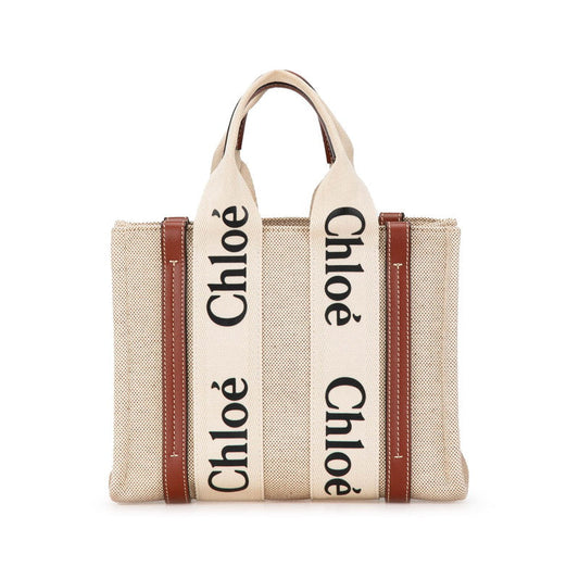Chloe Woody Small Canvas Leather Handbag