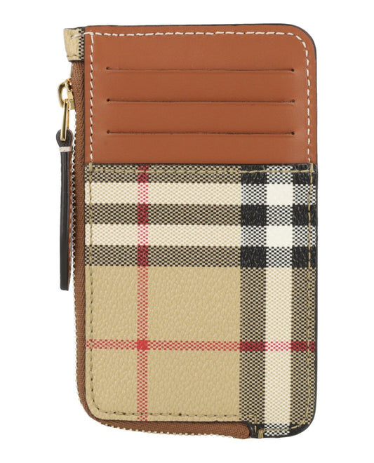 Burberry Womens Sommerset Check Zip Card Holder ONE SIZE Archive Beige