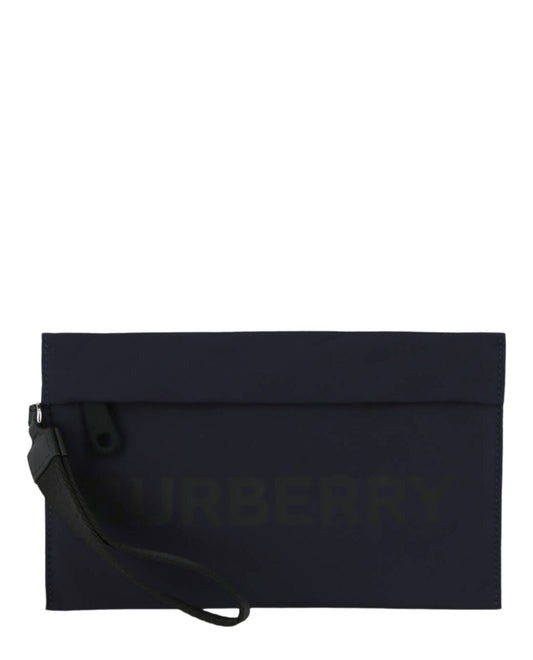 Burberry Womens Logo Nylon Pouch ONE SIZE Navy Blue