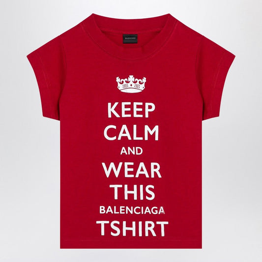 Balenciaga Red Cropped T-Shirt Keep Calm Women