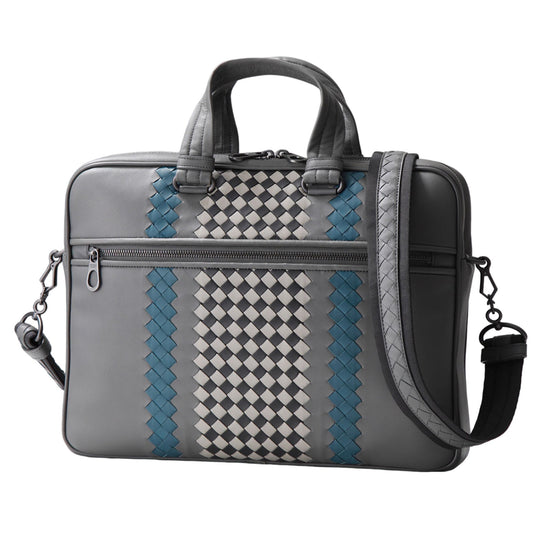 Bottega Veneta Briefcase Men's Intrecciato Leather Business Bag ONE SIZE Grey