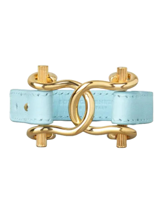 Bottega Veneta Gold-Plated Sterling Silver and NAPPA Lambskin Bracelet Blue,Gold