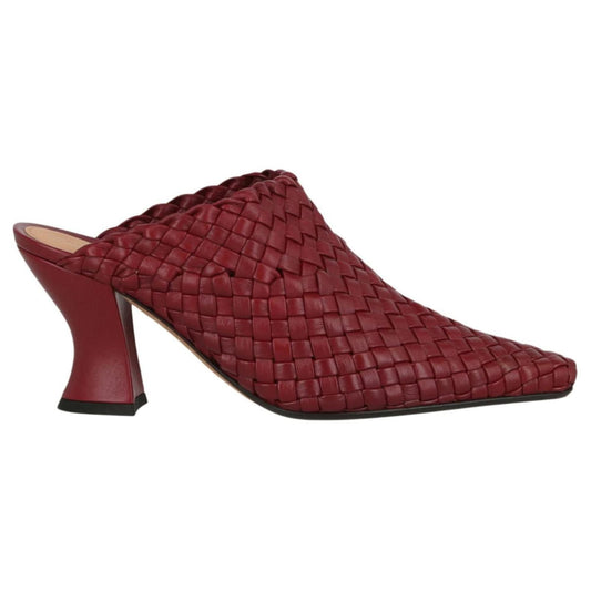Bottega Veneta Intrecciato Leather Mules 35 Burgundy