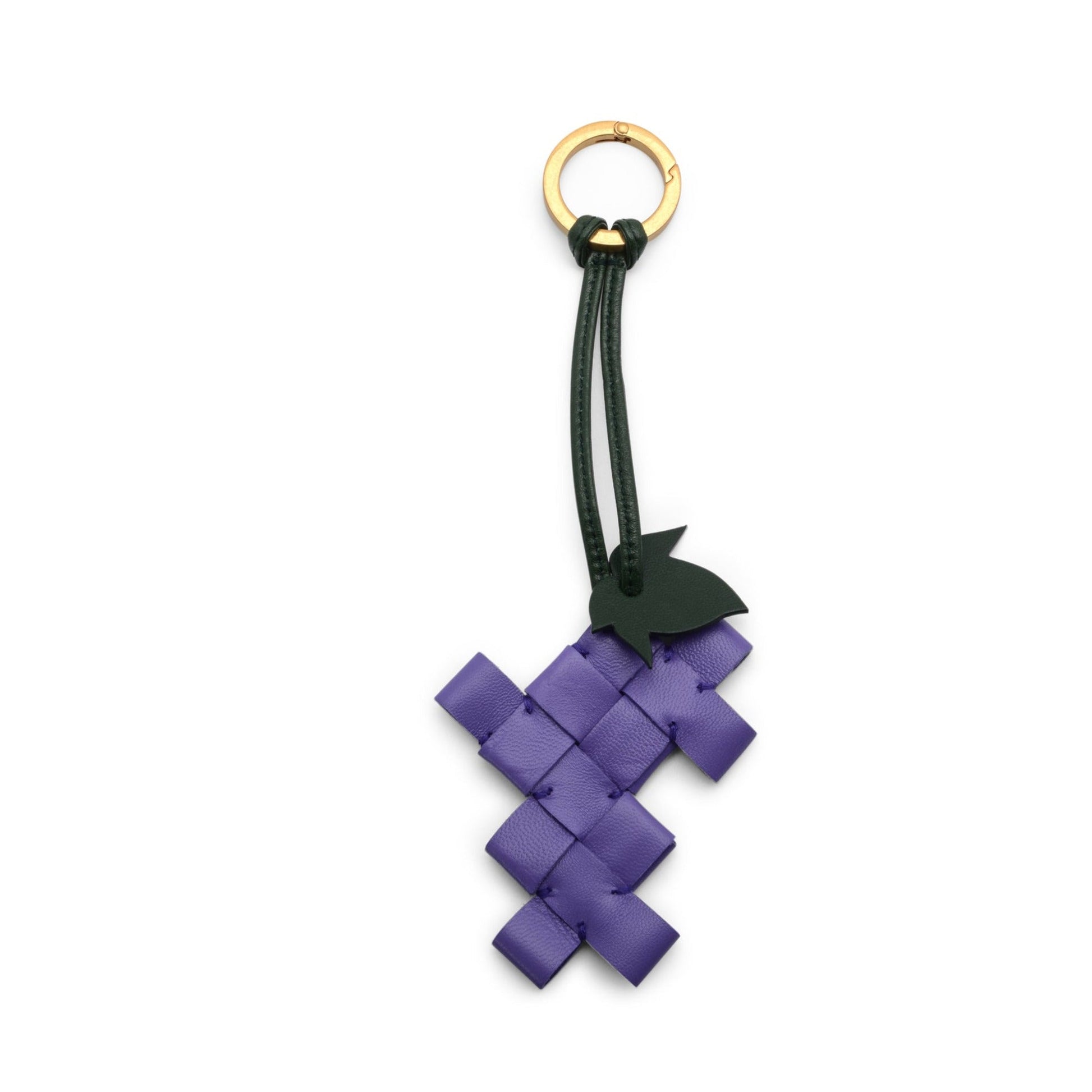 Bottega Veneta Purple Leather Key Chain Purple,Green