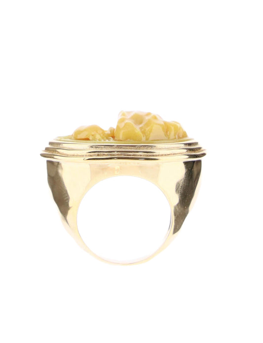 Bottega Veneta Women's Carved Bone Ring 8 Gold