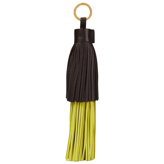 Bottega Veneta Tesla Two Tone Leather Keychain Brown,Yellow