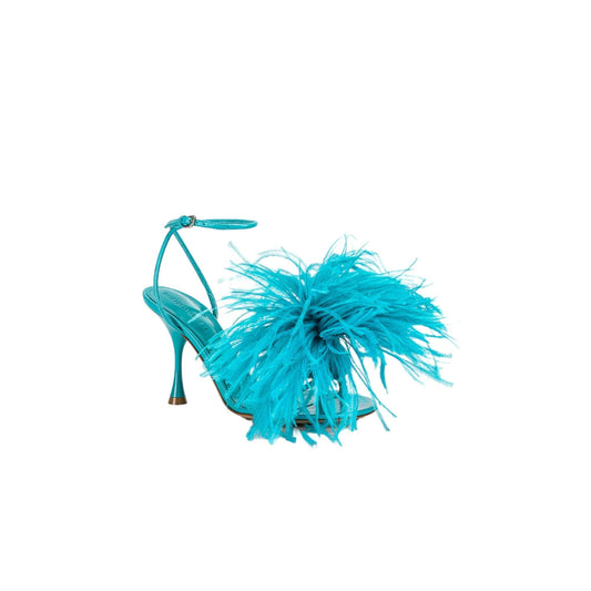 Bottega Veneta Wonderbird Nappa Feather Dot Sandals 34.5 Turquoise