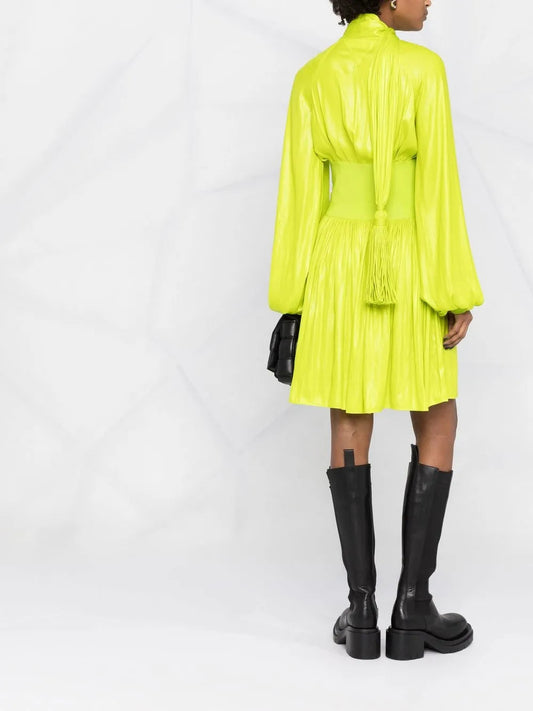 Bottega Veneta Tassel Detail Flared Dress 38 Green