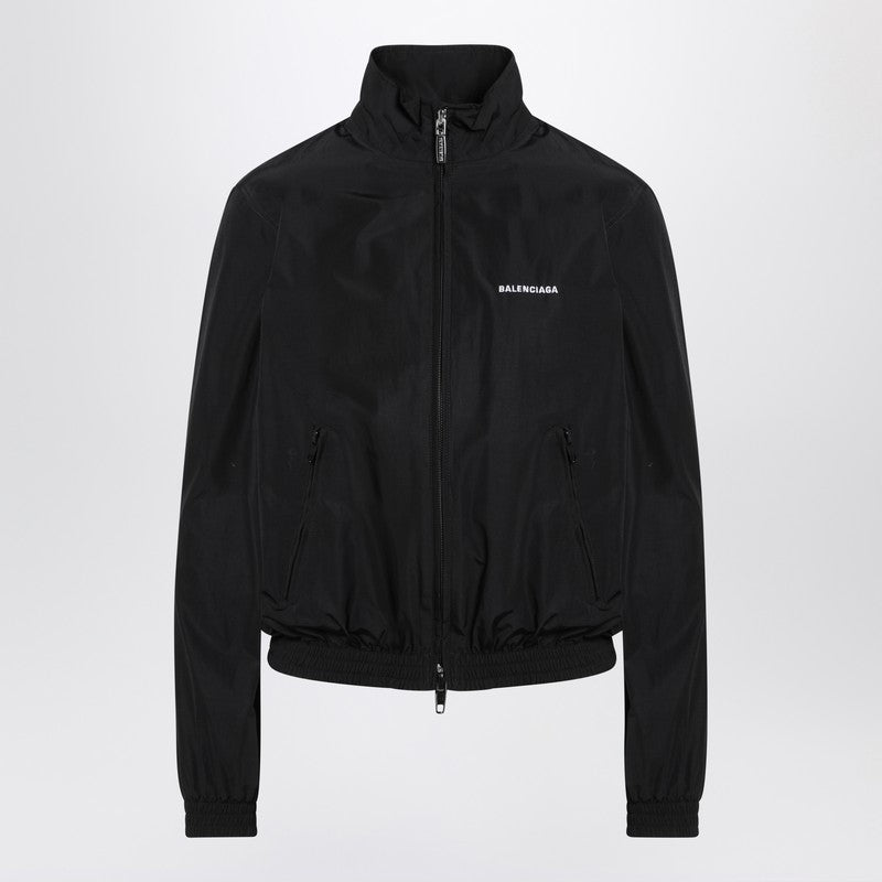 Balenciaga Black Bomber Jacket With Zip And Logo Women