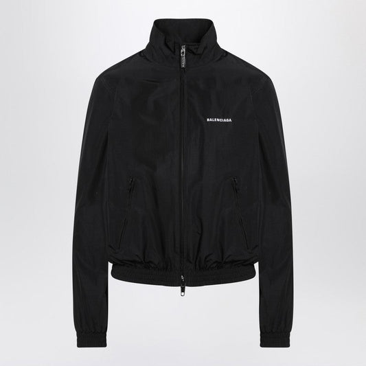 Balenciaga Black Bomber Jacket With Zip And Logo Women