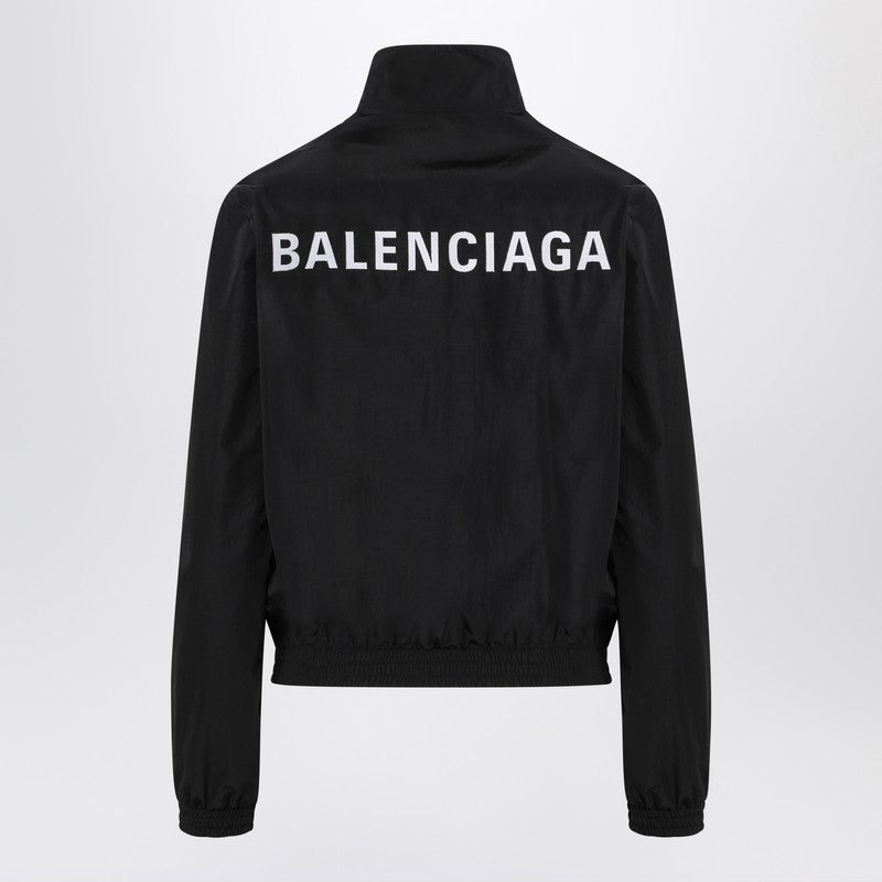 Balenciaga Black Bomber Jacket With Zip And Logo Women