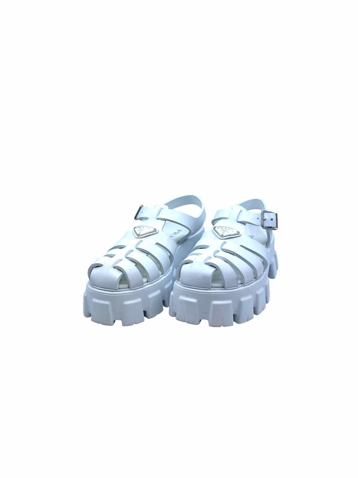 PRADA Size 9 White Sandals