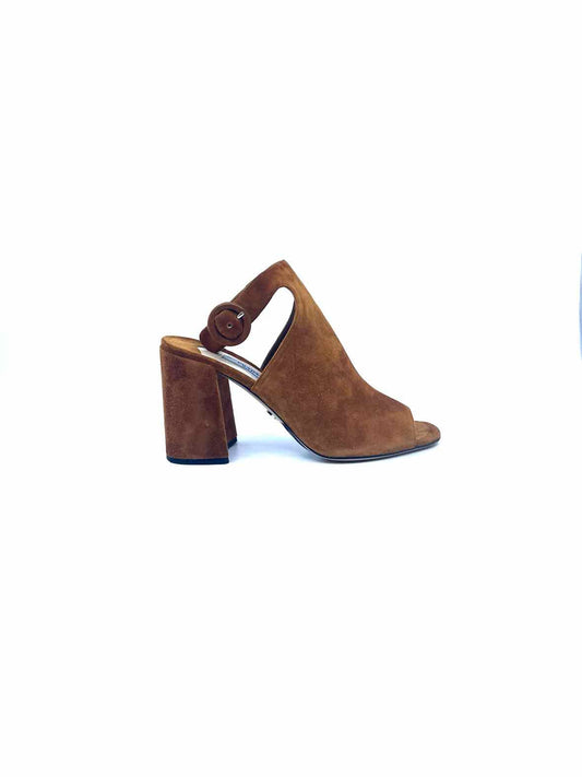 PRADA Size 7.5 Camel Suede Pumps
