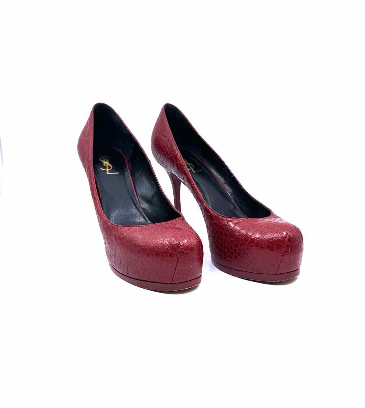 YVES SAINT LAURENT Size 9.5 Red Leather Pumps