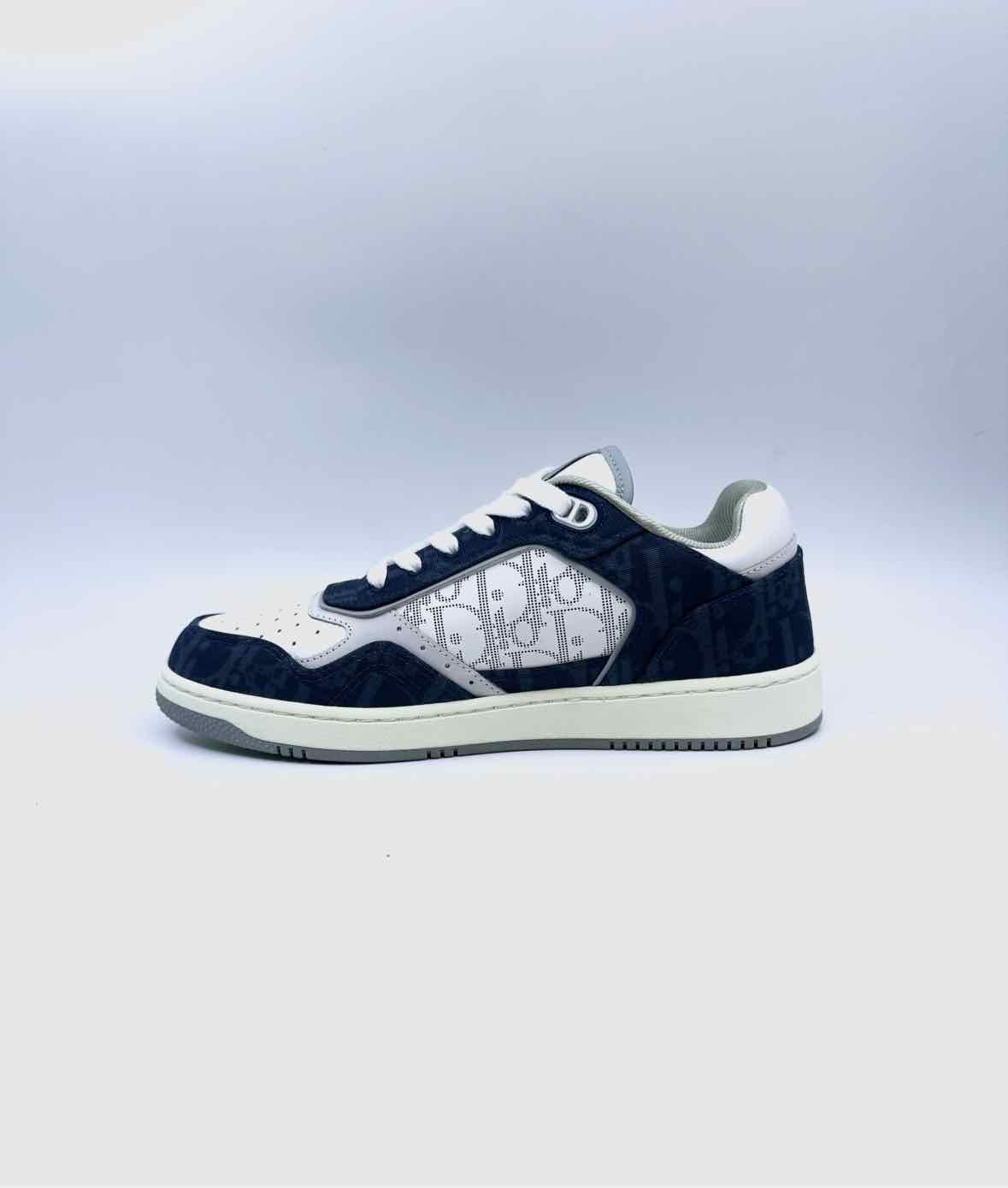 CHRISTIAN DIOR Size 9 Navy, White Leather Monogram Sneakers