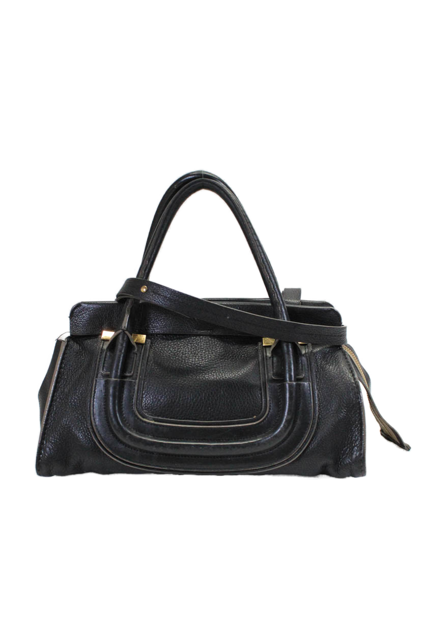 Chloe Womens Black Leather Zip Top Handle Everston Bag Handbag