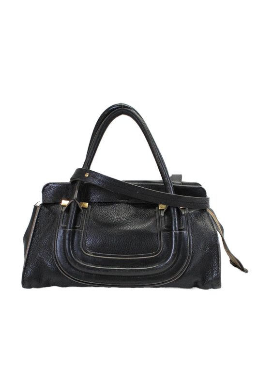 Chloe Womens Black Leather Zip Top Handle Everston Bag Handbag