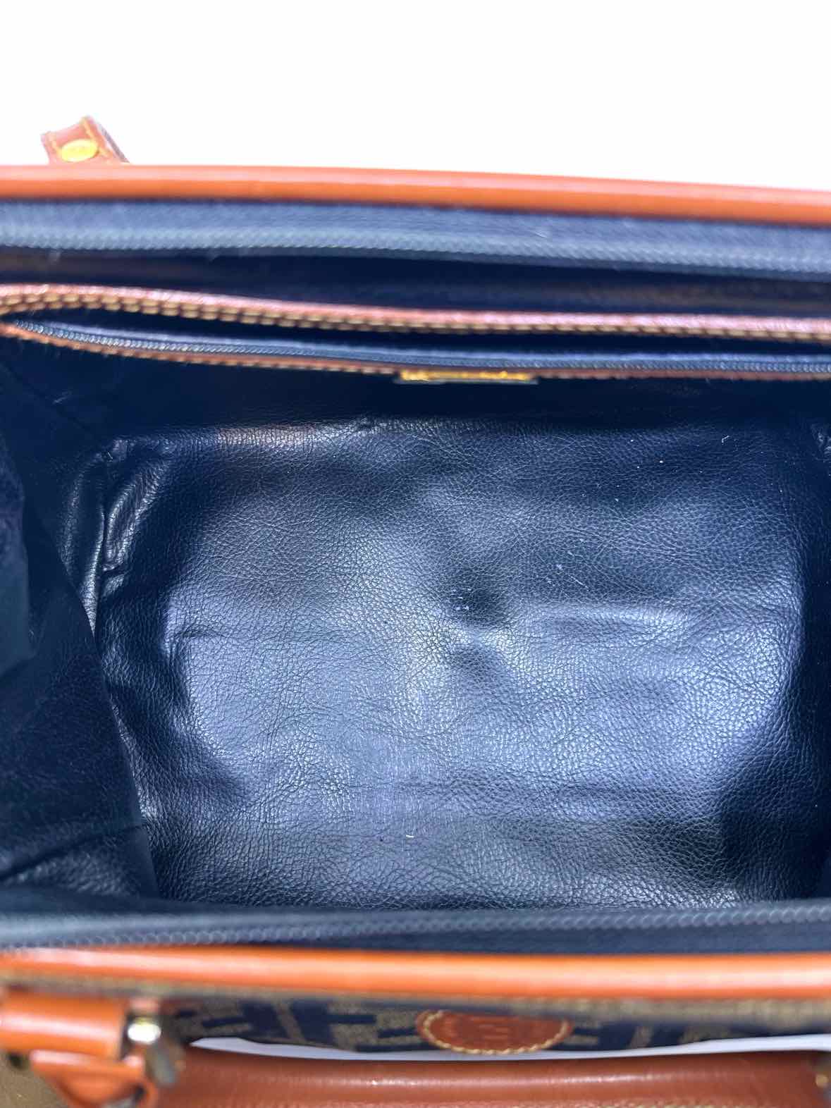 FENDI Brown, black Coated canvas Monogram Handbag