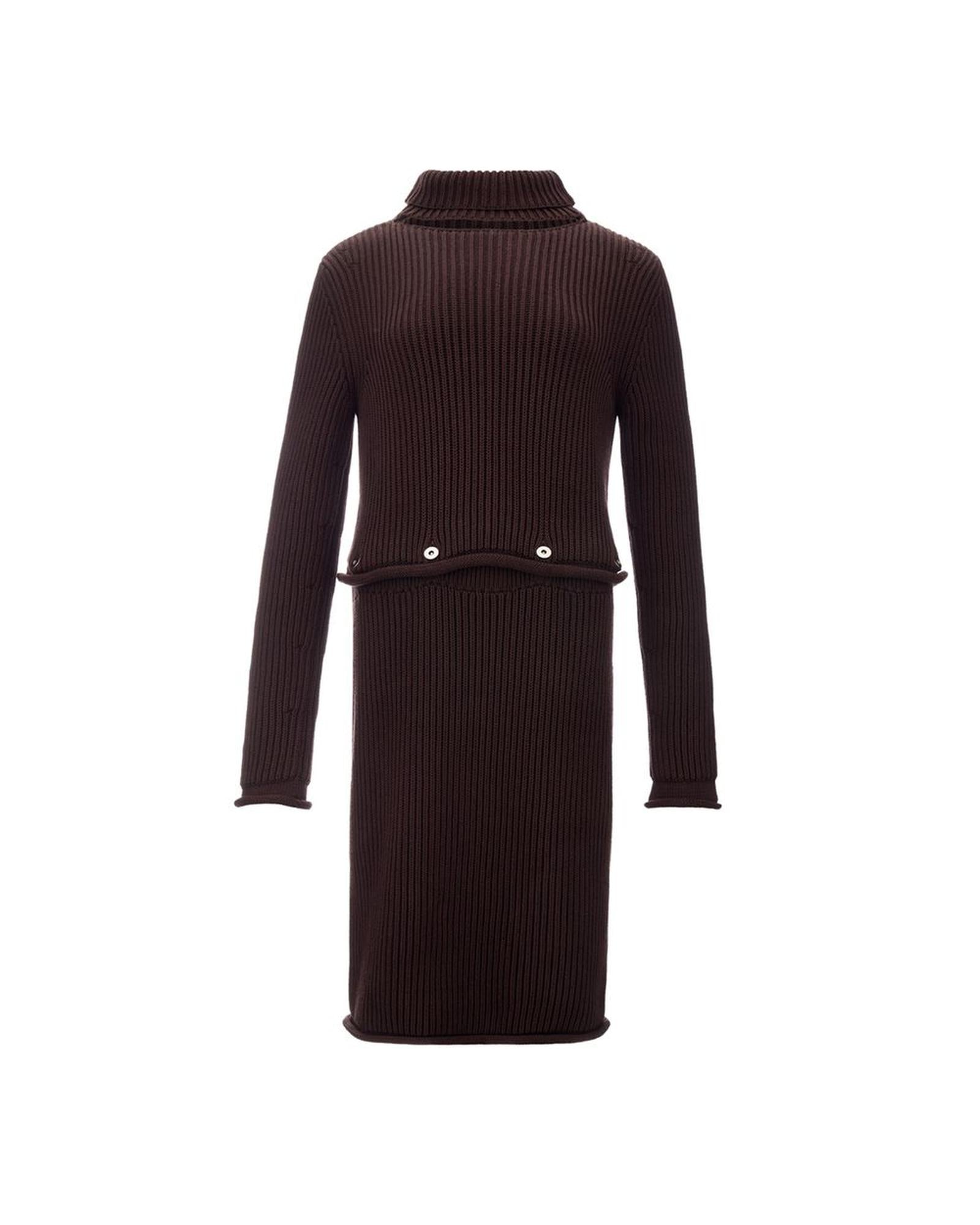 Bottega Veneta Ribbed Knit Dress Brown 8 Brown
