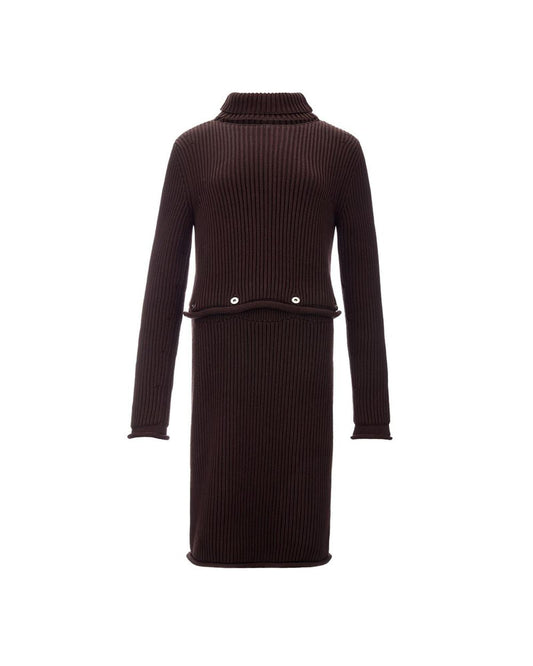 Bottega Veneta Ribbed Knit Dress Brown 8 Brown