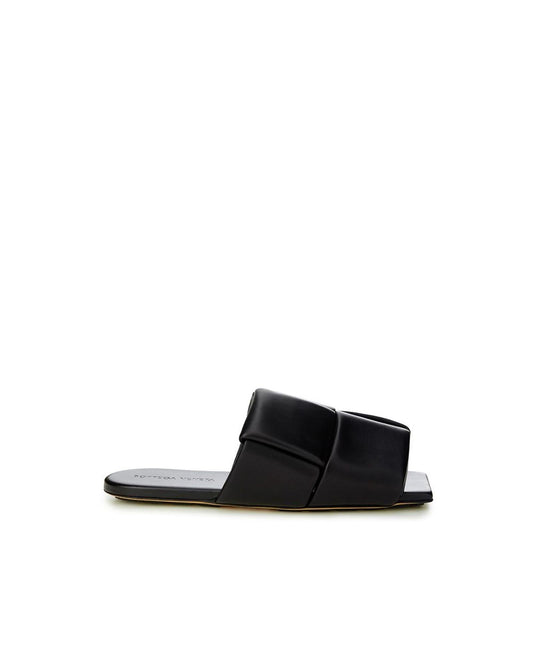 Bottega Veneta Padded Cassette Slide Black Leather Slippers 7 Black