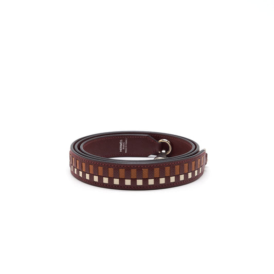 Hermes 110cm Tressage Cuir Chevron 25mm Bag Strap