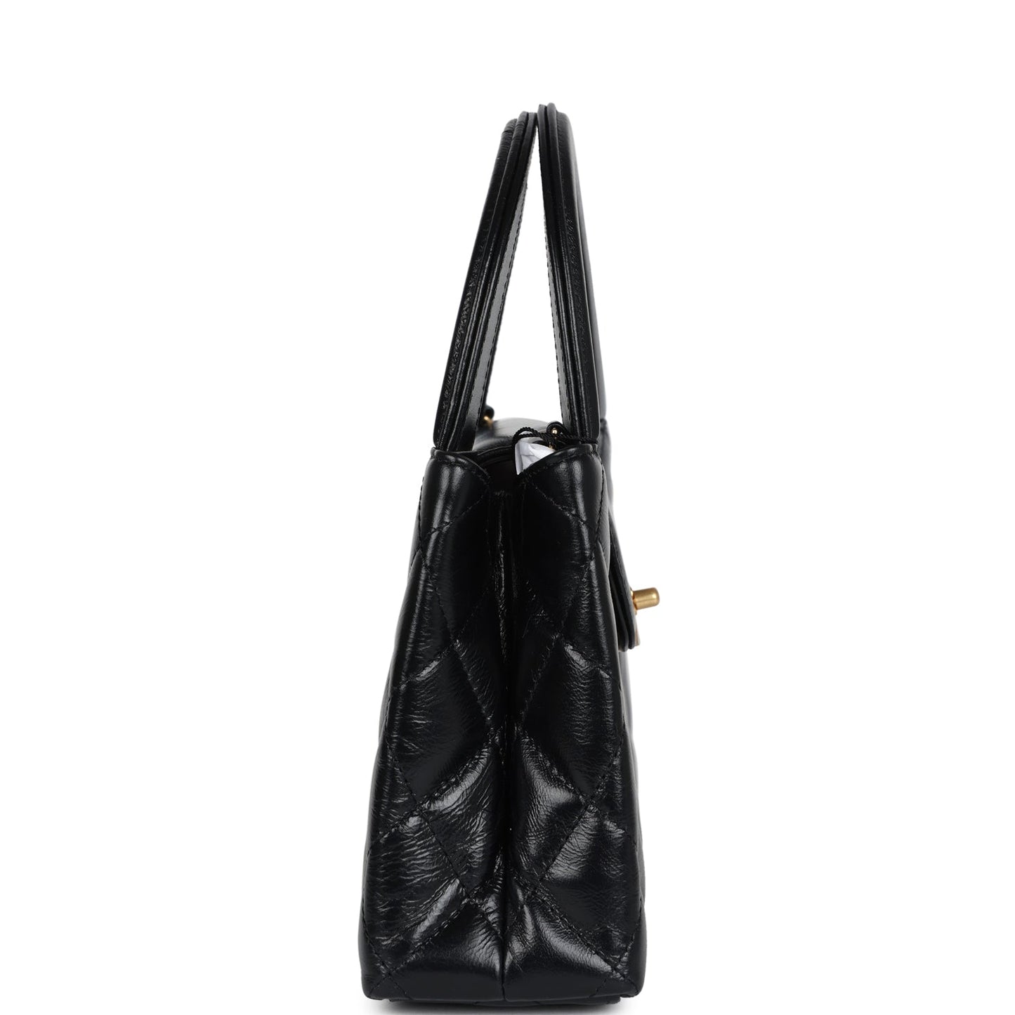 Chanel Small Kelly Shopper Black Shiny Aged Calfskin Brushed Gold Hardware