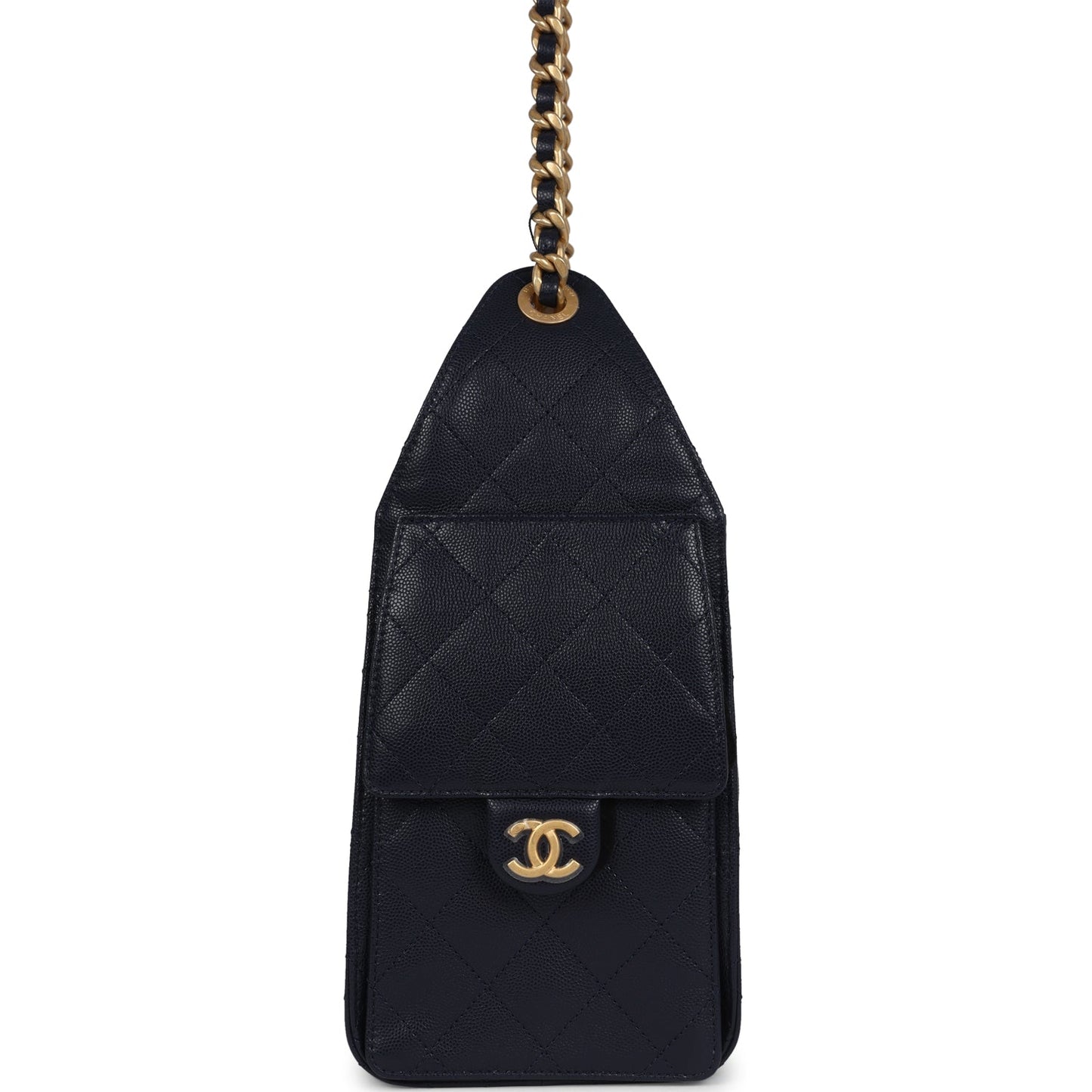 Chanel Small 25 Hobo Bag Dark Navy Caviar Antique Gold Hardware