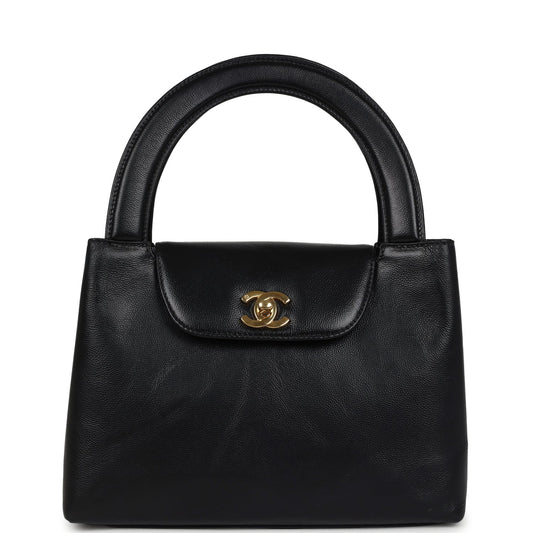 Vintage Chanel Large Kelly Black Caviar Gold Hardware