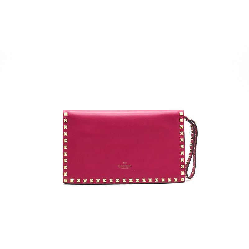 Valentino Rockstud Clutch Pink GHW