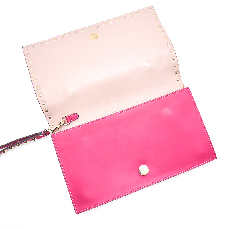 Valentino Rockstud Clutch Pink GHW