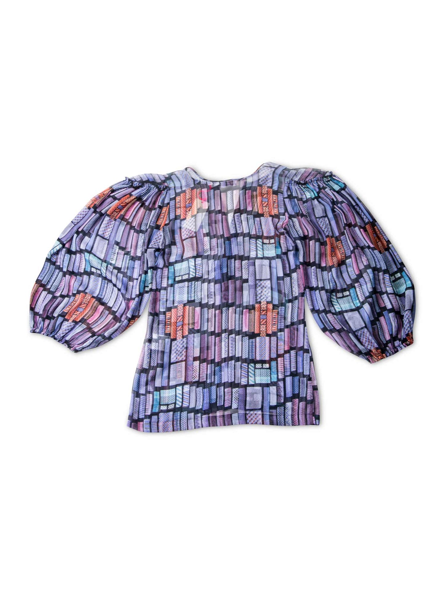 Chloe Silk Puffy Sleeves Library Blouse Blue