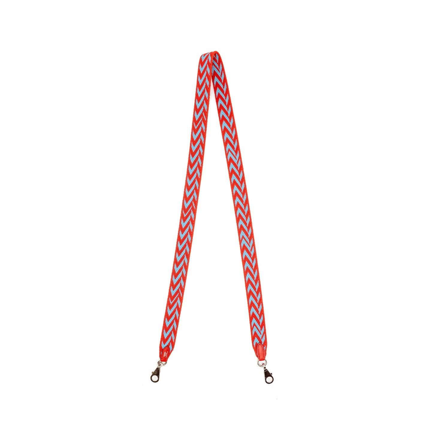 Hermes 105cm Shoulder Strap Canvas / Swift Rouge/Blue SHW Stamp D