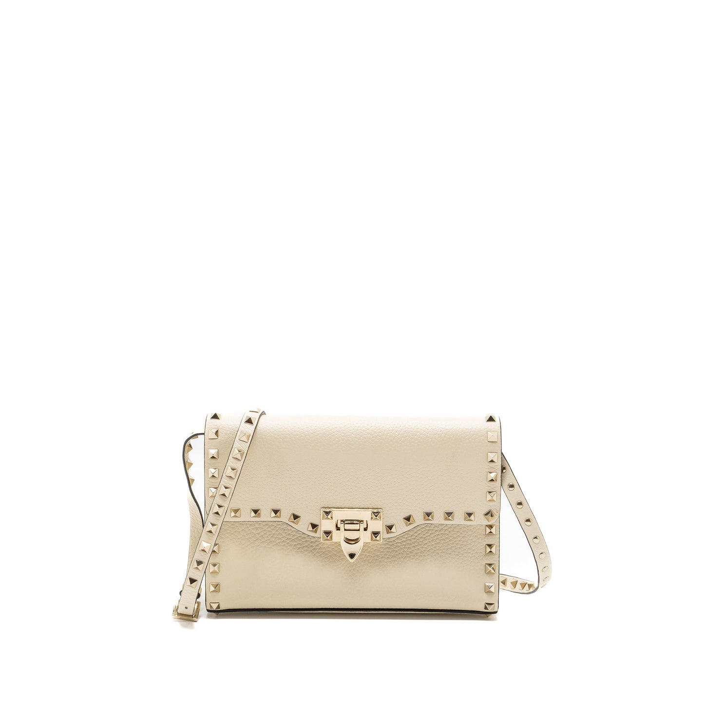 Valentino Small Rockstud Crossbody Bag Grained Calfskin Light Ivory LGHW