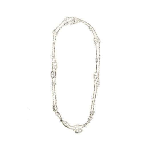 Hermes 160cm Farandole Long Necklace Silver Tone