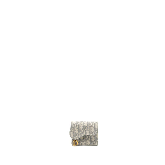 Dior saddle lotus wallet grey oblique jacquard