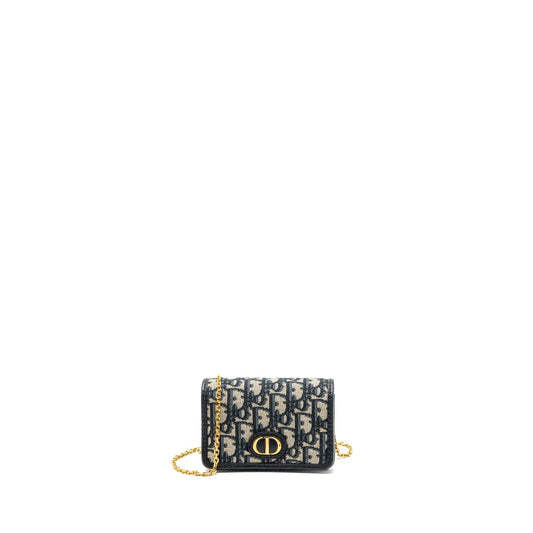 Dior 30 Montaigne Pouch with Chain Canvas Blue Oblique