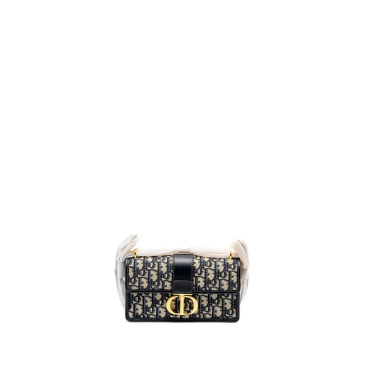 Dior 30 Montaigne East-West Bag with Chain Oblique Jacquard Blue