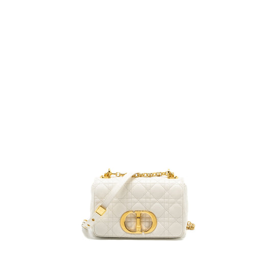 Dior Caro S flap bag calfskin white