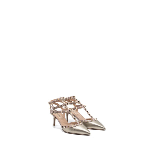 Valentino 36.5 Rockstud caged pump 65mm calfskin gold