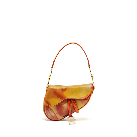 Dior Vintage Mini Saddle Bag Fabric/Leather Multicolour