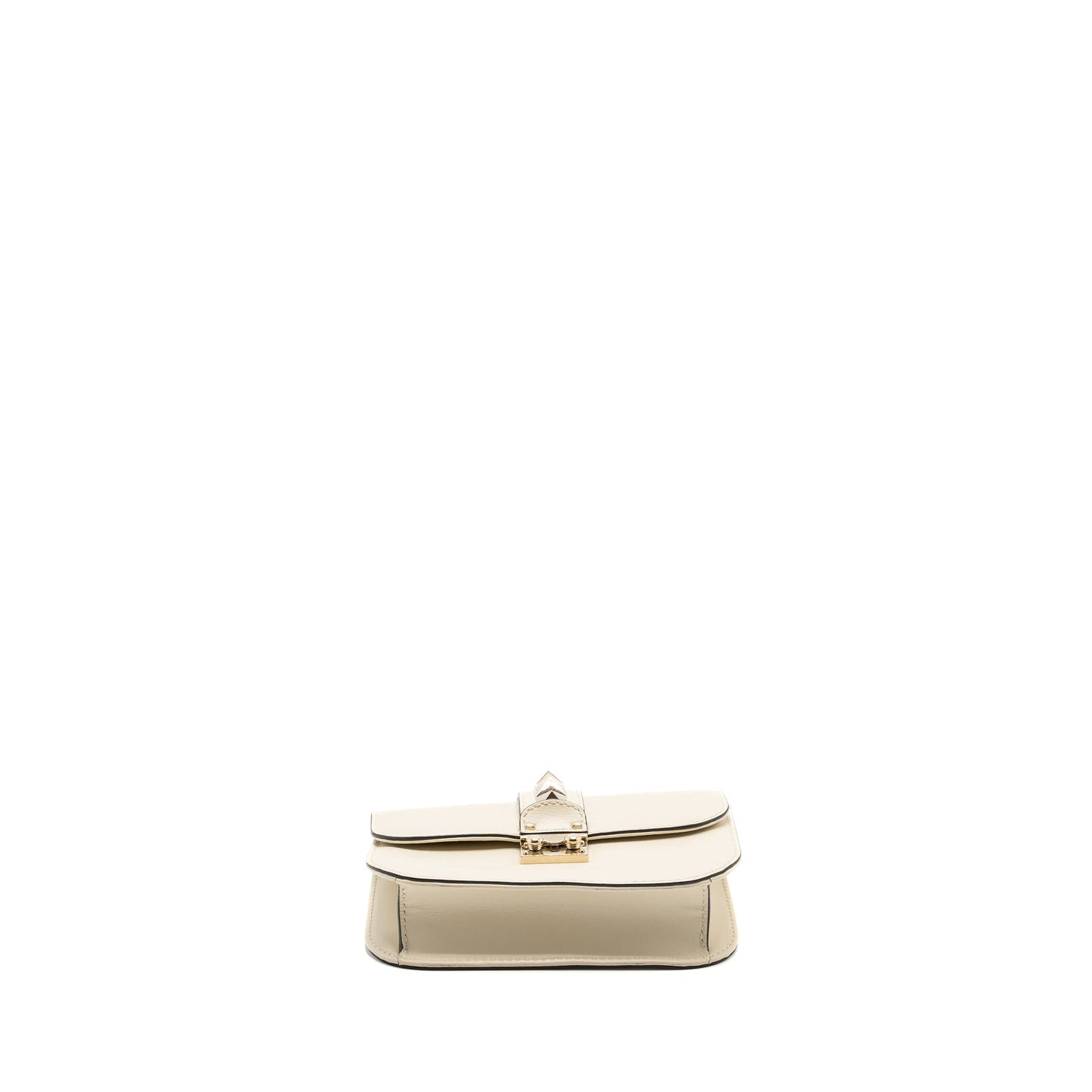 Valentino Garavani Rockstud Glam Lock Chain Bag Leather White LGHW