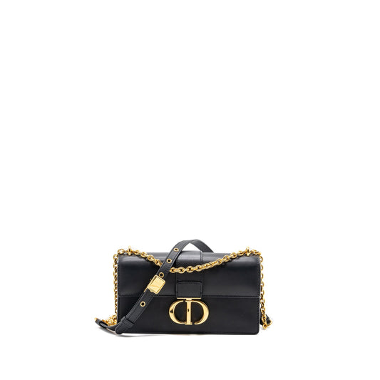 Dior 30 Montaigne East-West Bag With Chain Calfskin Black