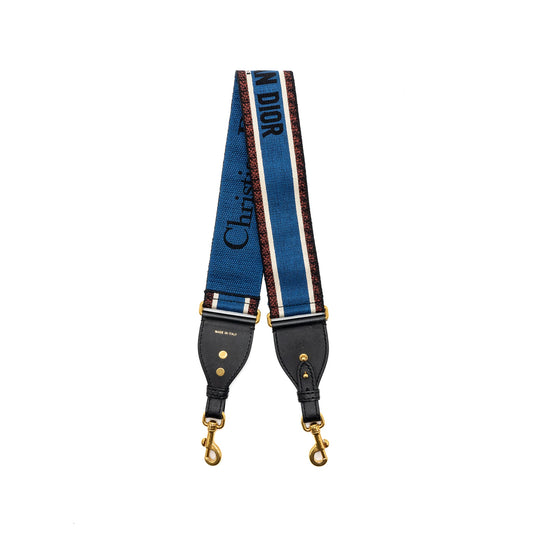 DIOR Adjustable Shoulder Strap Embroidery Canvas/Calfskin Blue/Red/Black