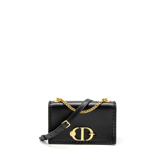 Dior 30 Montaigne Flap Bag Calfskin Black