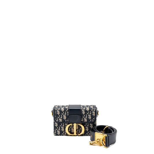 Dior 30 Montaigne mini box bag blue oblique canvas