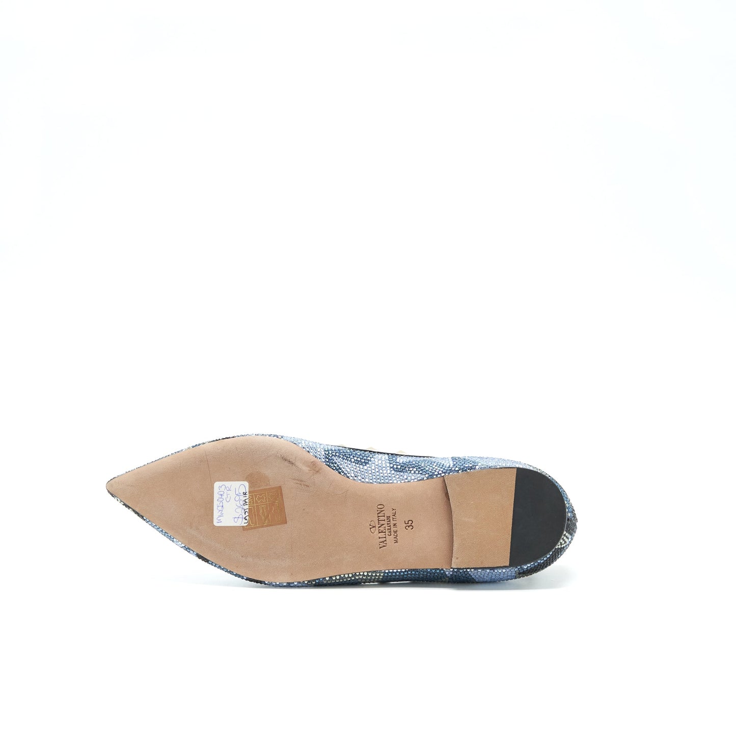 Valentino Size 35 Crystal Rockstud Flat Multicoloure