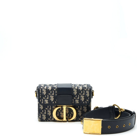 Dior 30 Montaigne Box Bag Blue Oblique Jacquard