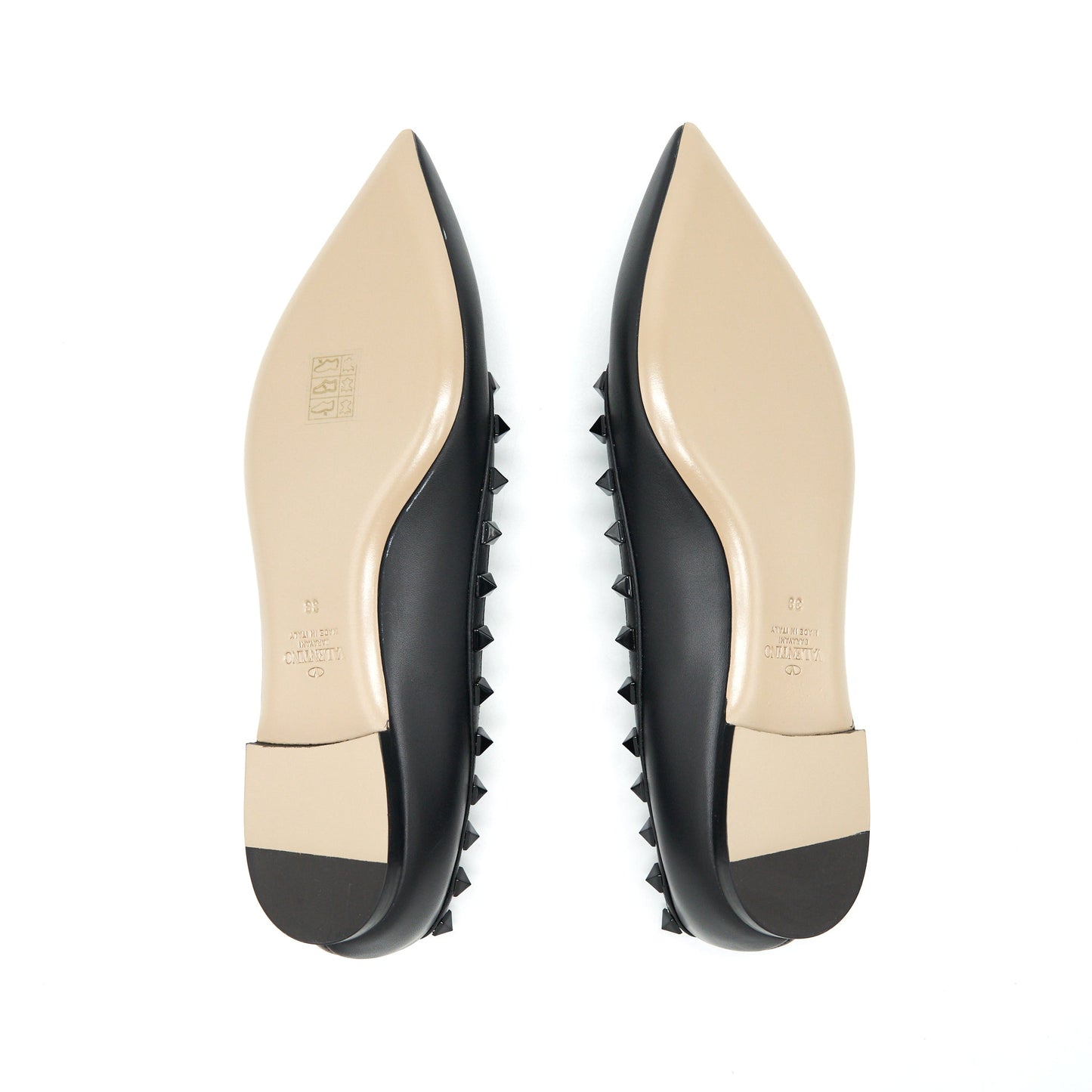 Valentino Size 38 Garavani Rockstud Flat Shoes Black