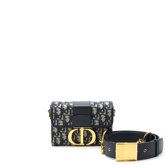 Dior 30 Montaigne Mini Box Bag Blue Oblique